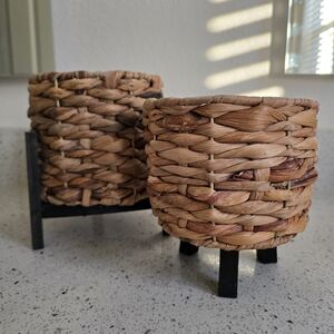 Target Woven Planter Set with Black Stands